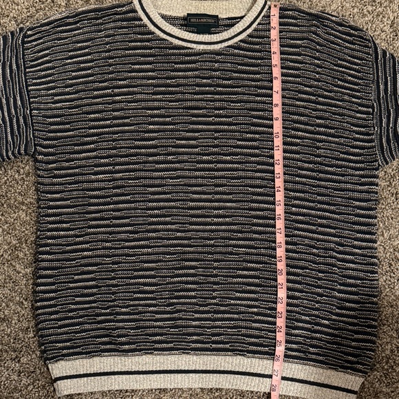 Striped Crewneck Knit Sweater Navy/Cream/Green 100% Cotton - Picture 8 of 8
